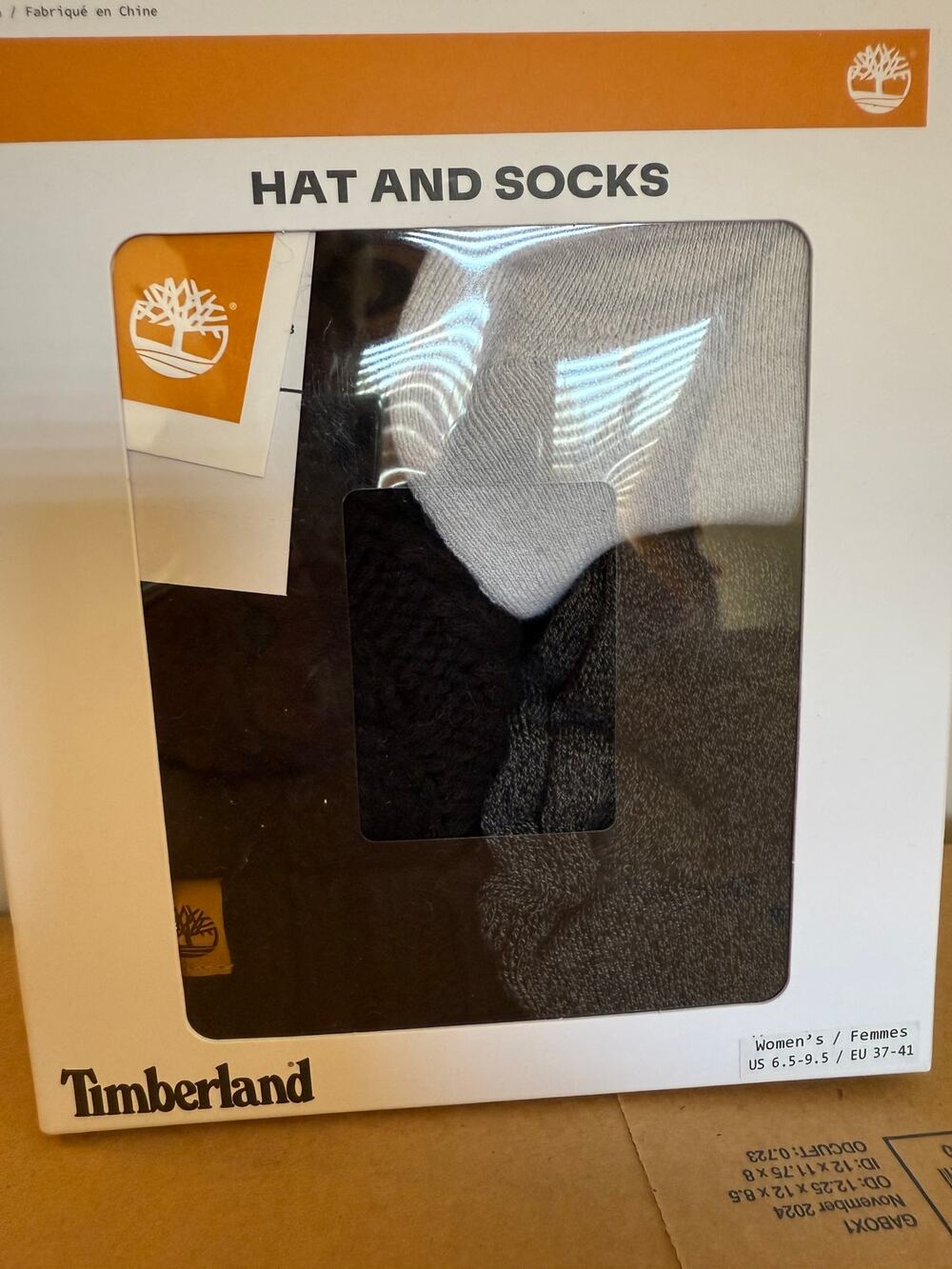 Timberland Black Knit Beanie Hat & Sock Gift Set